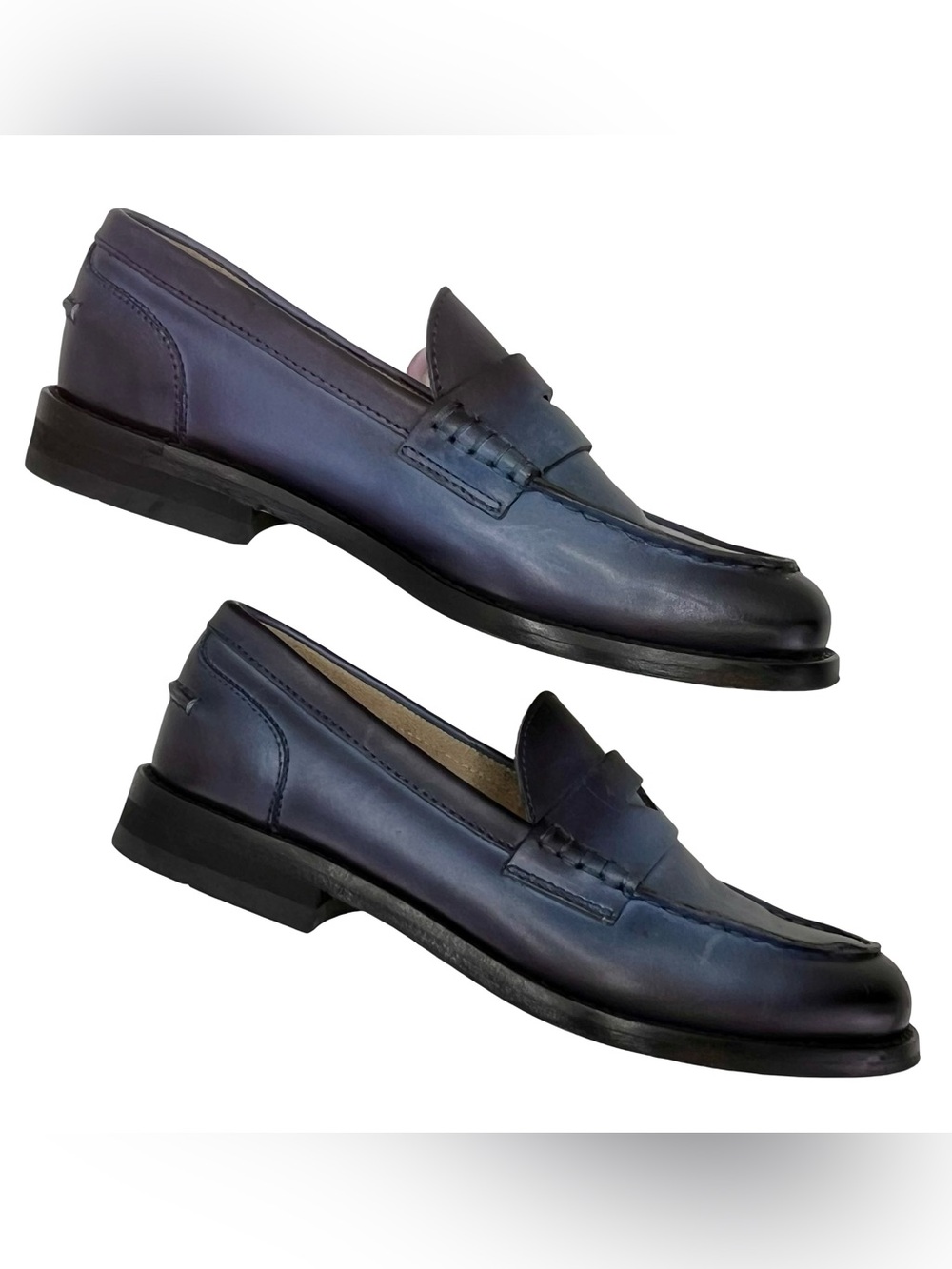 Doucal’s Ombré Blue Leather Loafers Women’s 35.5 Made in Italy